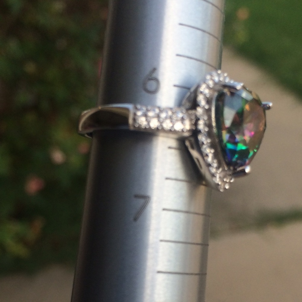 .925 Sterling Silver & Genuine Mystic Topaz Ring